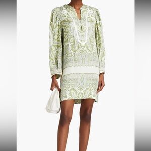 SANDRO PARIS Geraldine Graphic-Print  Mini Dress Sage Green Size FR 38 US6